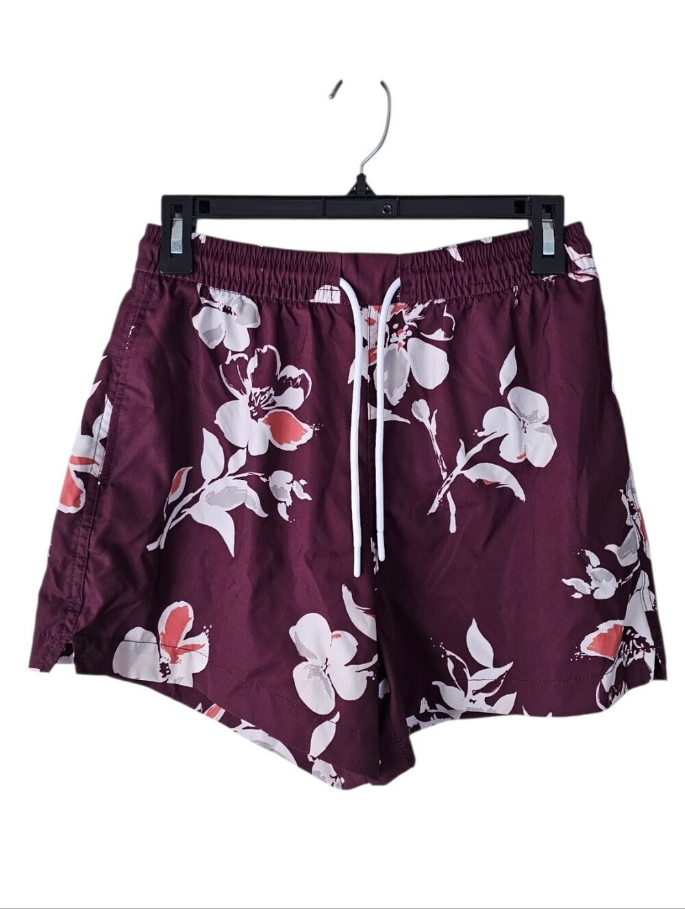 Abercrombie & Fitch Maroon Floral Drawstring Swim Shorts